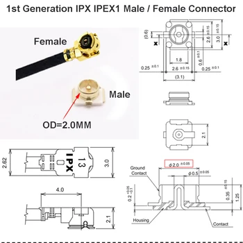 10pcs/veľa IPEX KÁBEL IPX 1 Samec Konektor na u.fl / ipx Female Jack IPEX-1 / IPEX4 MHF4 Vodič IPX 1.13/IPX 0.81 Jumper Kábel