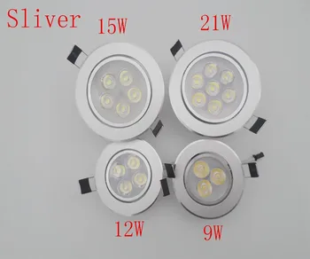 10PCS/veľa Svetlé Zapustené LED Stmievateľné Downlight KLASU 9W 12W 15W 21W LED Spot light výzdoba Stropu Lampa AC/DC12V