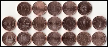 19pcs EÚ 19 mince UNC pôvodná minca Nie obehu