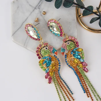 2019 Módne kórejský Farebný Papagáj Drahokamu Prívesok Náušnice Crystal Elegantné pre Ženy, Náušnice, Šperky, Darčeky