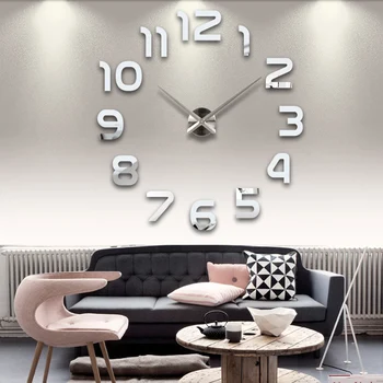 2019 nové nástenné hodiny pozerať hodiny Abstraktné 3d Nálepky domáce dekorácie Obývacia Izba diy Akryl zrkadlo na stenu-nálepky horloge Krátky