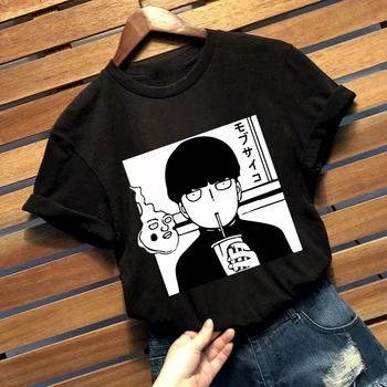 2020 Mob Psycho 100 Black Vtipné Tričko Mužov Streetwear Harajuku Bavlna Bežné T-Shirt Anime tričko Homme Lete