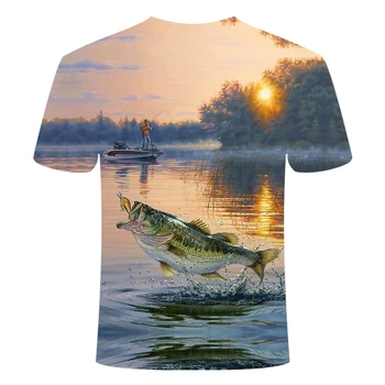 2020 nové rybárske tričko štýl voľný čas digitálne ryby 3D tlač T-shirt pre mužov a ženy T-letné tričko krátky rukáv o-krku