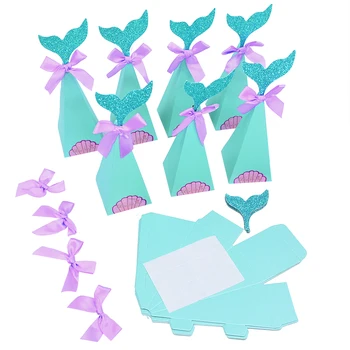 20pcs Little Mermaid Party Darčekové krabičky S motýlikom Pod Morom Papier Candy Boxy Narodeninovej Party Dekorácie Deti Láskavosti Darček
