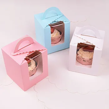 20pcs Roztomilý Mini Biscuit Candy Box Jeden Muffin Box Prenosný Okno Cupcake Box Mousse Blato Puding Fľaše, Balenie Pohár Darček