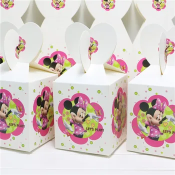 24pcs\veľa Dieťa Sprchovací box Minnie Mouse Tému Candy Box Darčeka Happy Birthday Party Festival Dekorácie Dodávky pre deti box
