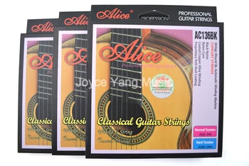 3 Sady Alice AC136BK Normálne Ťažké Čierne Nylonové Struny na Klasickú Gitaru Reťazce 1.-6. Reťazce Doprava Zadarmo Wholesales