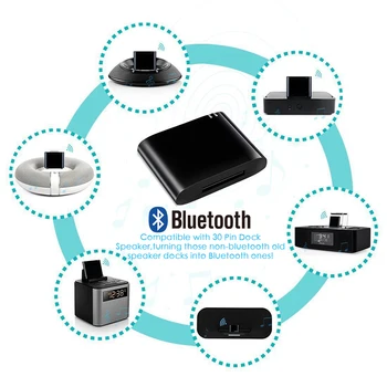30pin Bluetooth 4.1 Adaptér A2DP Audio Music Prijímač Prispôsobiť pre Sounddock a 30Pin pre IPhone, IPod Dock Reproduktor