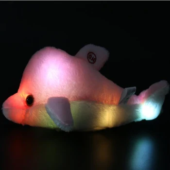 32 cm Roztomilý Tvorivé Svetelný Plyšové Hračky Dolphin Bábika Svietiacimi LED Svetlo Zvierat Farebné Hračky Bábiky Vankúš Deti to Krásny Darček