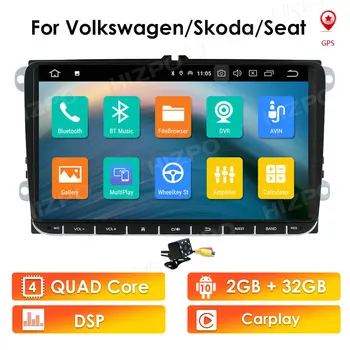 4G Android 9.0 2din Auta GPS rádio stereo prehrávač pre Volkswagen VW golf 6 passat b6 B7 Touran polo, Tiguan seat leon škoda octavia