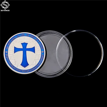 5 KS/veľa Crusader Rytieri Templar Modrá Token Strieborné Kovové Mince obchod so Mince Zberateľské predmety