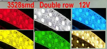 5M 1200 LED 3528 smd LED Pás Pružný Svetlo 240leds/M Dvojradu 12V DC NON-Nepremokavé Domov nákladných klub decor-6 farieb voliteľné