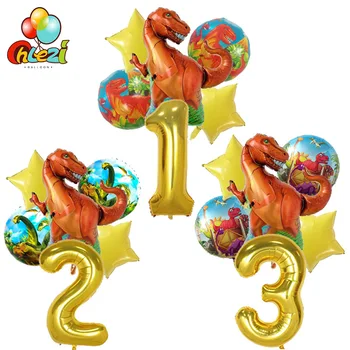 6pcs Dinosaura pentagram Kreslený obrázok fólie hélium balóniky les tému Narodeninovej party dekor dodávky detské hračky dieťa sprcha