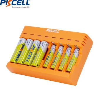 8Pcs PKCELL 1.2 V 1000mah AAA NIMH Nabíjateľné Batérie AAA batérie S nabíjačkou 1-8Slots NIMH/NICD AAA/AA Nabíjačky