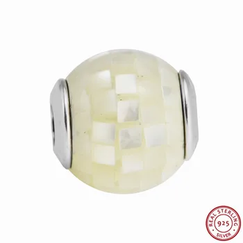 925 Sterling Silver PODSTATE Biela perleť ŠTEDROSŤ Korálky DIY Fit Originálne Prívesky pre Ženy Šperky Čo FE057