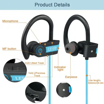 Anti-pot Bluetooth Slúchadlá Športové Stereo Hudby Bezdrôtové Slúchadlá Hands-free, Headset pre Beh V Telocvični-ear Dynamické LESHP