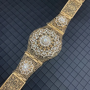 Arabské módy pásu Ženy kovové šperky reťazca gold luxusné svadobné pás reťazca nosorožec Kaftane pásu