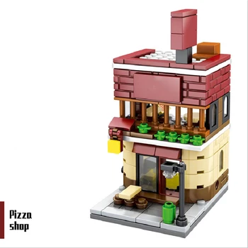 Architektúra Mini Tvorca Mesto, Výhľad na Ulicu Stavebné Bloky obchod Obchod Domu Tehly Údaje Hračky pre deti,