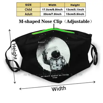 Astronaut Vytlačiť Opakovane Pm2.5 Filtra DIY Úst Maska Deti Astronaut Vesmíru, Vesmír, Priestor Hviezdy, Planéty, Mesiac, Slnko Milkyway