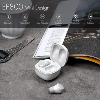 August Aktualizácia EP800 2 Farby TWS Bluetooth Slúchadlo V5.0 Bezdrôtové Slúchadlá s Mikrofónom Handsfree Headset Slúchadlá pre telefón
