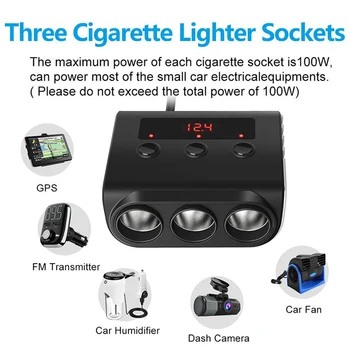 Auto Cigaretový Zapaľovač Splitter Zásuvky 4 Porty 100W 3-Zásuvka 12V DC USB Nabíjačku pre Vonkajšie Časti Osobné Auto Príslušenstvo