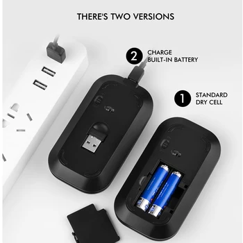 B. O. W 2,4 Ghz Bezdrôtová Myš v Malom, Ultra-tenké a Štíhle Tichý Nabíjateľná Optická Myš USB, Svetlo na Prepravu alebo uvoľnite svoje Ruky