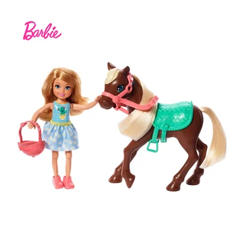 Barbie Horse Tréner Málo Kelly a jej malý Pony Klubu Chelsea Bábiky Hračky Módne Deti Hračka Vianočný Darček GHV78