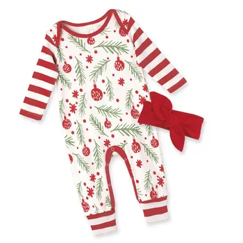 Batoľa Dievča Oblečenie, Oblečenie 2020 Dieťa Dlhý Rukáv Romper Luk Hlavový Most Vianočné Tlačidlo One-Kusy Vyhovuje Dojčenské Oblečenie