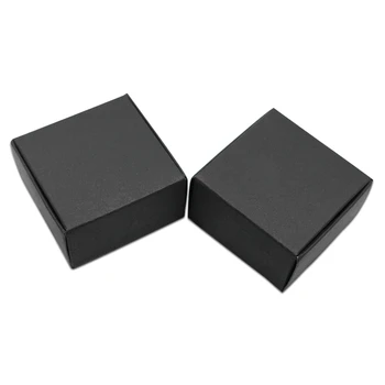 Black Kraft Papier Svadobný Dar Šperky Package Kartónovej Krabici Malé Sladkosti Cookie Ručne vyrábané Mydlo Balík Papiera Box 100 Ks/veľa