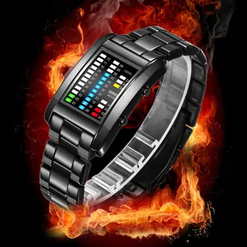BOAMIGO Nové Populárnej Značky Mužov Luxusné Tvorivé Hodinky Digitálne LED Displej, Vodotesné 50M náramkové hodinky Kvalitnej Ocele Kapela Hodiny