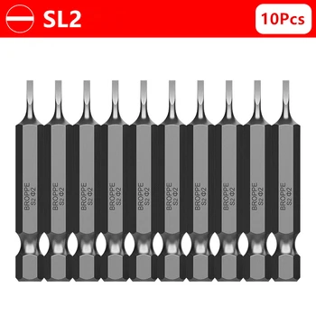 BROPPE 10Pcs Magnetické Štrbinový Skrutkovač Bitov SL2/SL3/SL4/SL5/SL6 1/4 