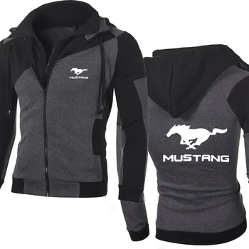 Bunda Mužov Mustang Auto Logo Mikina Hoody Jar Jeseň Fleece Bavlna Zips Hoodies Módne HipHop Harajuku Mužské Oblečenie