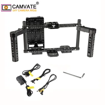 CAMVATE Nastaviteľné DSLR Fotoaparát Monitor Full Klietky Plošinu S Dual Syr Rukoväť & Videa V zámku Rýchle Uvoľnenie Batérie Doska