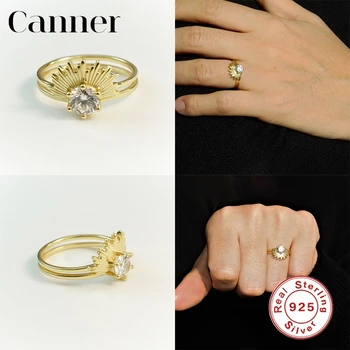 Canner 925 Sterling Silver Prst Prstene Pre Ženy Jemné Zirkón Zapojenie snubný Prsteň Jemné Šperky anillos mujer W4