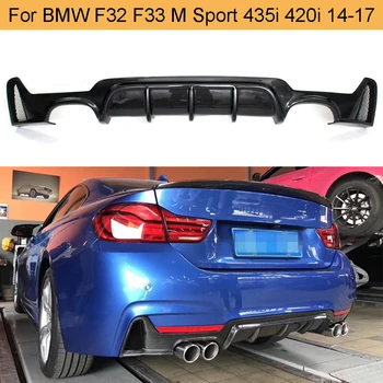 Carbon Fiber Auto Zadný Nárazník Difúzor Pery pre BMW F32 F33 M Šport 435i 420i - 2017 Cabriolet Štyri Zásuvky Difúzor