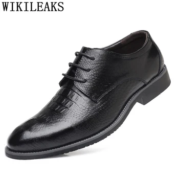 Coiffeur Formálne Obuv Muži Originálne Kožené Čierne Šaty Krokodílie Topánky Mužov Classic Plus Veľkosť Šaty Mužov Office Topánky Talianskej Šaty