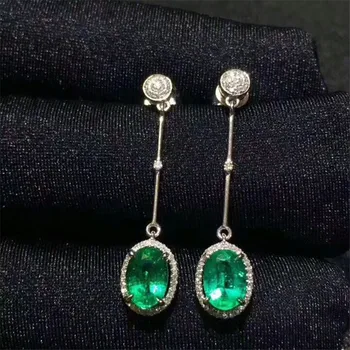 Columbia prírody Emerald Drahokam Náušnice Reálne 925 Silver Módne Náušnice Jemný Šarm Šperky pre Ženy