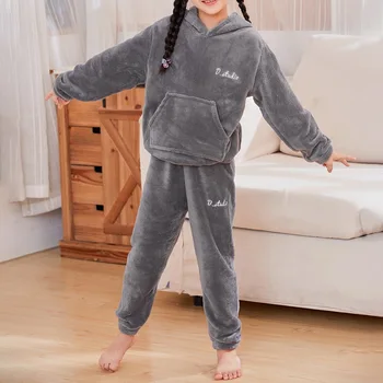 CYSINCOS Jar Zimné Detí Coral Fleece Deti pijamas oblečenie pre voľný čas Chlapcov, Dievčatá, Deti Fleece Pyžamo Teplý Flanel Sleepwear