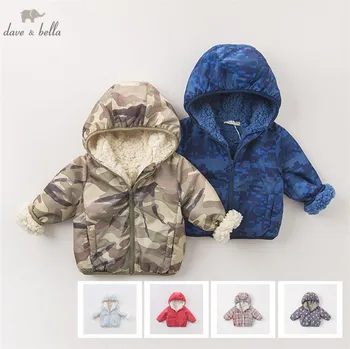 DB2858-B dave bella jeseň dieťa dieťa boys kabát módne oblečenie batoľa chlapci tlač kabáty s Kapucňou deti vysokej kvality
