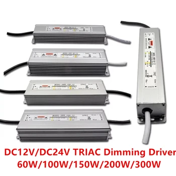 DC12V 24V Napájanie Elektronický Transformátor Triac Stmievateľné Led Driver 60 W-200W vodotesný IP67 AC170-264V Stmievanie