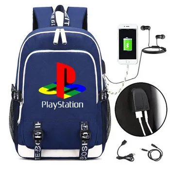 Deti Playstation Plátno Batoh USB Nabíjanie Školské tašky Ps4 Hudby Mochila Taška cez Rameno Travel Taška na Notebook Bagpack