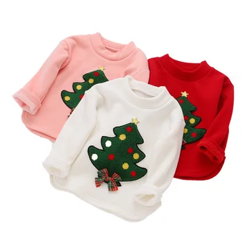 Dievča deti zimné jeseň sveter dievčatá, baby, Vianočný Stromček velvet mikina Deti topy Santa oblečenie