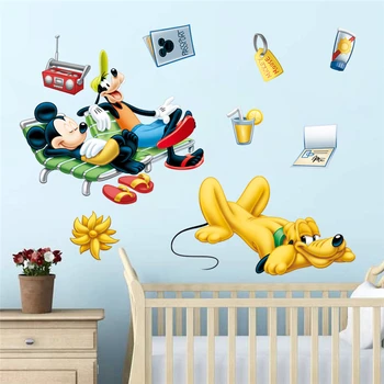 Disney mickey goofy pluto dovolenku stenu spálne domáce dekorácie cartoon samolepky na stenu pvc nástenné art diy plagáty