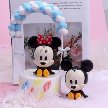 Disney Mickey Mouse& Minnie Happy Birthday Cake Decoration Nástroje Bábika Model Pre Strany DIY Tortu Vňaťou Baby Sprcha Strana Dodávky