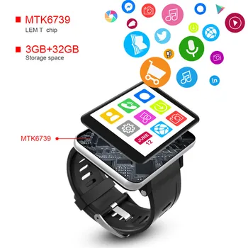 DM100 4G 2.86 Palcový Displej Smart Hodinky Telefón Android 7.1 3 GB 32 GB 5MP Fotoaparát 480*640 Rozlíšenie 2700mah Batérie Smartwatch Mužov