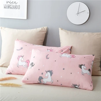Domáci Textil, 3ks posteľná bielizeň Sady Ružový Jednorožec Cartoon Deka kryt PillowcaseThrow Mechanické Umývanie Jednej Manželská Posteľ Sady