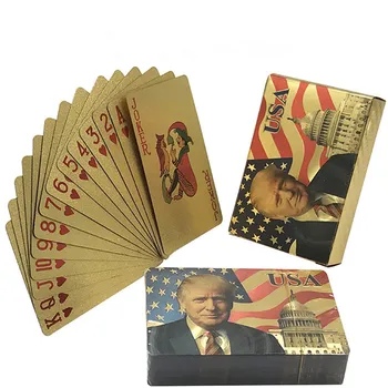 Donald Trump 24K Gold, Hranie Kariet Poker Gold Plastové Poker Nastaviť Magic Card Nepremokavé Darčeky Karty Dropshipping