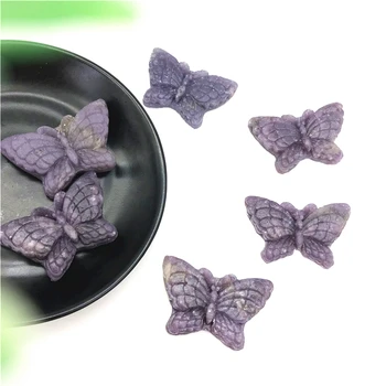 Drop Shipping Prírodné Fialová Lepidolite Motýľ Ručne Vyrezávané Crystal Motýľ Uzdravenie Dekor Darčeky, Prírodné Kamene a Kryštály