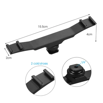 Dvojité Cold Shoe Mount Rozšírenie Bar Dual na Stenu pre DV DSLR Fotoaparát Smartphone Mic LED Svetelné štúdio, fotografovanie príslušenstvo