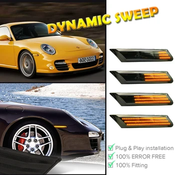 Dynamické LED Strane Marker Zase Signálne Svetlá Pre Porsche 911 Carrera 4 GTS 997 Boxster Spyder 987 Cayman Šport